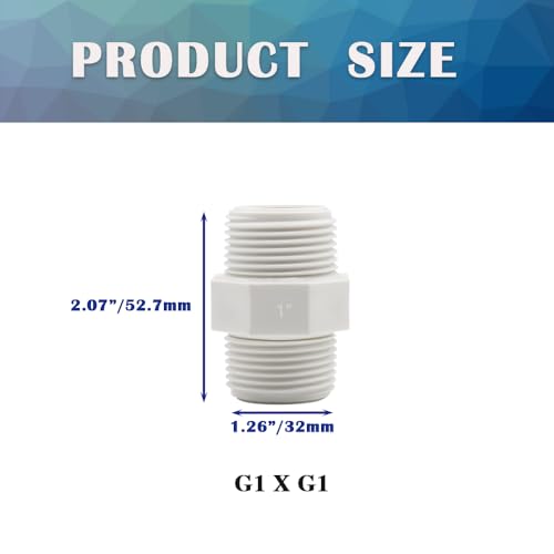 Hayeastdor 4Pcs 1 Inch Pvc Pipe Fitting Hex Nipple G1 Male X G1 Male Coupling Adaptor Of Thread Plumbing Pipe Connection He023-1 thumb #1