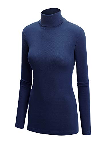 Image of Lock and Love Women's Turtleneck Top Lightweight Long Sleeve Slim Fit Pullover, Soft Rayon Stretch Layering Basic, S-3XL