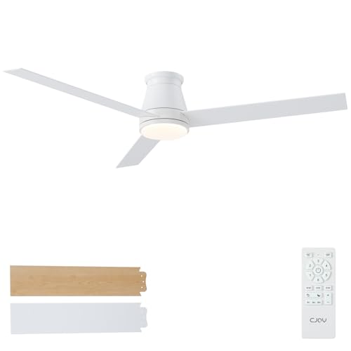 CJOY Deckenventilator mit Fernbedienung, 152cm Weiß Deckenventilator mit Beleuchtung Leise, Umkehrbar, 3CCT, Dimmbar, Holz Deckenventilatoren für...