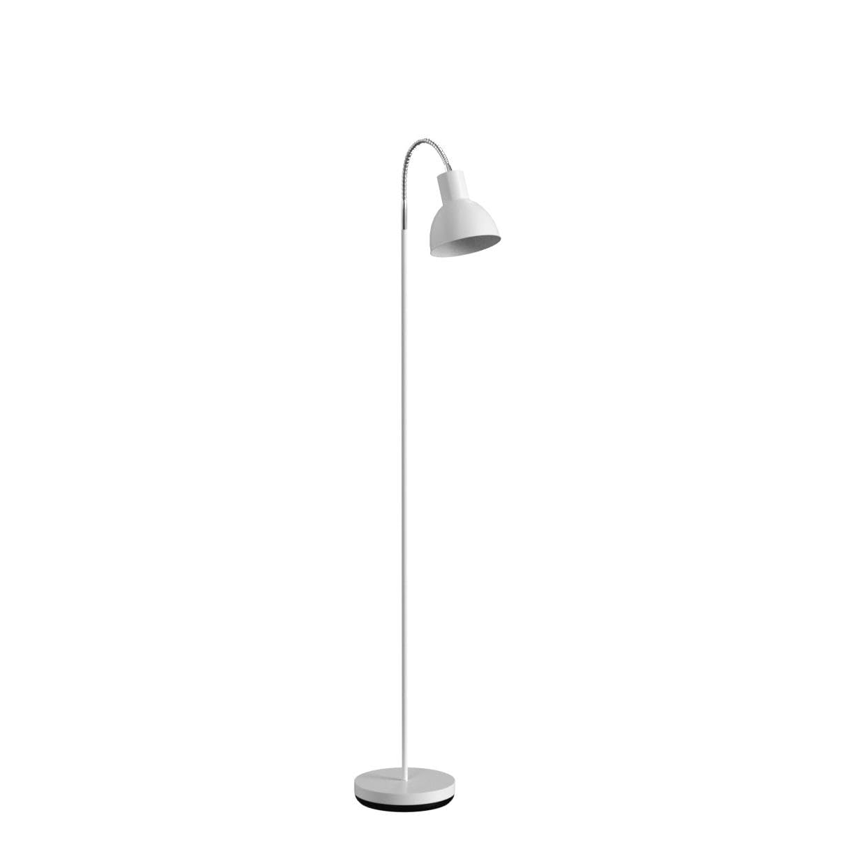 B.K.Licht Lampada da terra salotto, Piantana Lampada da Terra, orientabile, altezza 145cm, adatta per 1 lampadina E27, interruttore a pedale, Lampade da terra, Lampadario Soggiorno da Terra, bianca