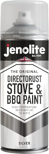 JENOLITE Directorust Pintura en aerosol para barbacoa y estufa | PLATA | Resistente a temperaturas muy altas hasta 650°C | Barbacoas, estufas, chimeneas, automoción | 400ml