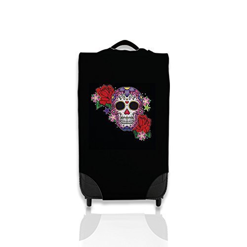 Image of Candy Skull Pink Design Suitcase Cover Easily Identify Your Case On The Carousel *Suitcase Not Included* Medium