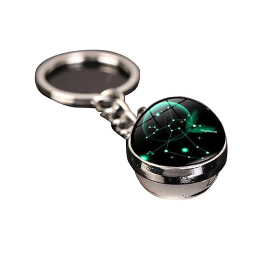 12 llaveros de constelación modernos luminosos de metal con forma de bola de cristal de piedra del tiempo, colgante de doble cara, accesorios, regalos, escorpio, Sagitario, Sagittarius