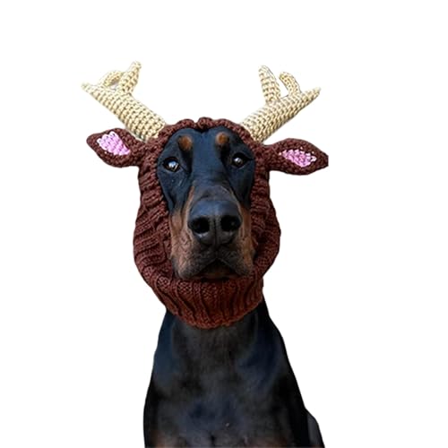 Gorro de Renos de Punto para Perro Talla Large