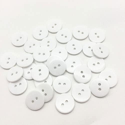 Lot de 200 boutons en résine pour couture artisanale avec boîte de rangement en plastique pour scrapbooking, fait main, ornement - Blanc