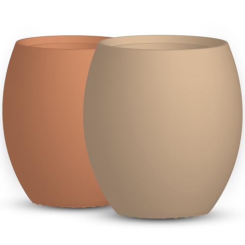 Image of Silicone Baby Cup - Toddler Training Cup - Open Cup for Baby Led Weaning 2 Pack of No Spill Sippy Baby Cups - Soft & Gentle on Gums BPA Free Silicone Baby Cups (Sunrise/French Beige)