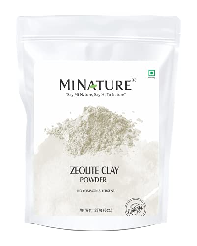 Zeolite Clay powder by mi nature | Zeolite clay | 227g(8 oz) | Absorbs excess oil | Skincare face masks, face scrubs, and body cleansers |Repair Damaged Hair | Vegan | 100% Natural