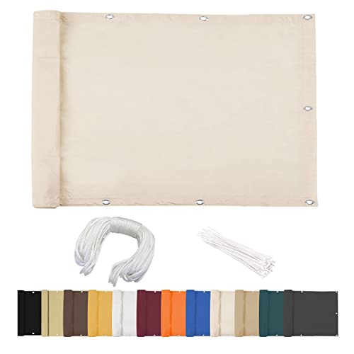 Linmssd Couverture de Confidentialité Écran, 50x100cm, Paravent Couverture, imperméable à l'eau, avec Matériel de Montage, pour terrasse de Balcon Piscines extérieures - CrèMe