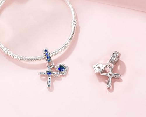 Silver Cross Birthstones Charm Fit for Pandora Charms Bracelet Crown Dangle Charms Beads Birthday Jewelry Gifts for Women3