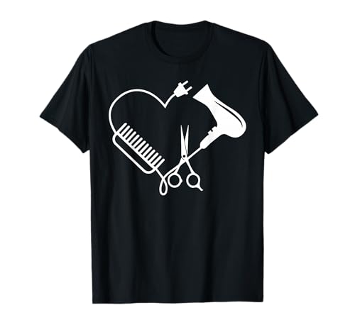 Questo divertente motivo mostra un asciugacapelli, pettine e forbici a forma di cuore. Un grande regalo per parrucchieri, parrucchiere, parrucchiere, parrucchiere e coifeeure. Tagliare i capelli nel salone e creare una nuova acconciatura e un nuovo taglio