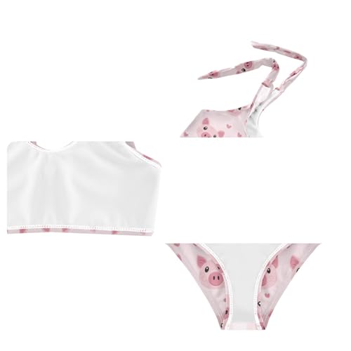 Wusikd Cute Piglet Girls Swimsuits Two Piece Pink Swimwear Bikini Set for for Girls Size 3T4