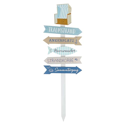 Strandschild Wegweiser maritim │Höhe 76 cm MDF naturfarben blau...