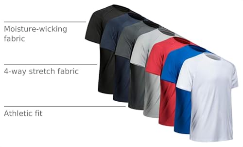 Image of Workout Shirts for Men Short Sleeve Quick Dry Gym T Shirt