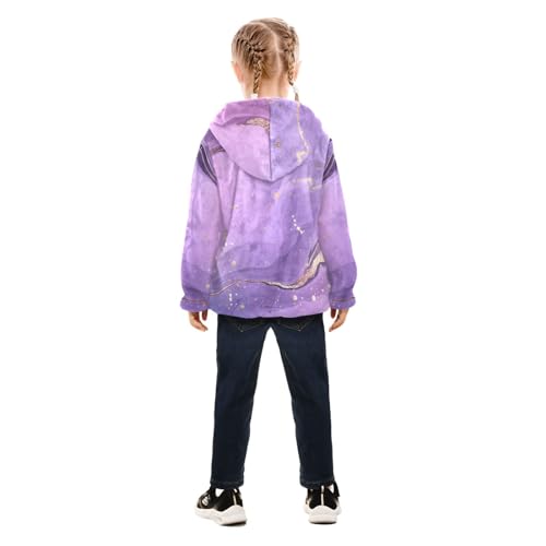 GuoChe Purple Marble Texture Gold Girls Sherpa Lined Hoodie4