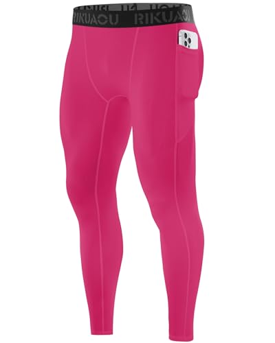 Men’s Compression Pants Running Leggings Athletic Base Layer Workout Tights with Pockets for Sports Basketball