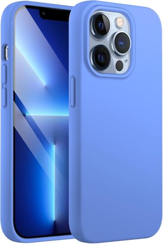 Image of LOXXO Microfiber Candy Case Compatible for iPhone 13 Pro Max Shockproof Slim Back Cover Liquid Silicone Case - Azure Blue