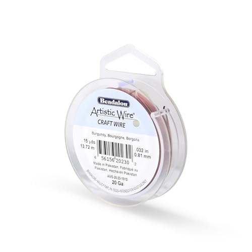 Image of Artistic Wire, 20 Gauge / .81 mm Tarnish Resistant Colored Copper Craft Wire, Burgundy, 15 yd / 13.7 m