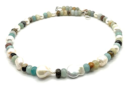 Collier amazonite et perles blanches pour sublimer vos tenues
