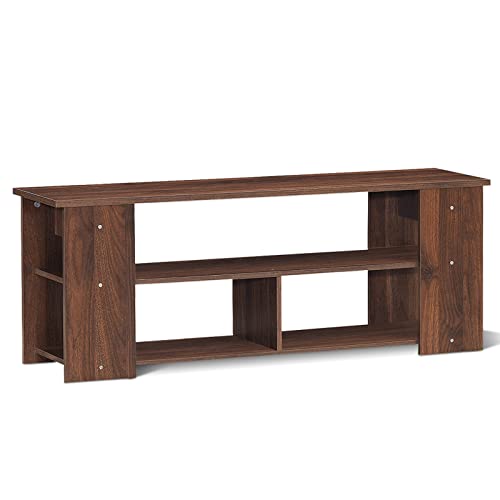GOPLUS Mueble TV, Banco de TV de Madera para televisores de hasta 50 Pulgadas, Mueble de Almacenamiento para Consola de Juegos Multimedia, Centro de Entretenimiento para salón, Dormitorio, Oficina