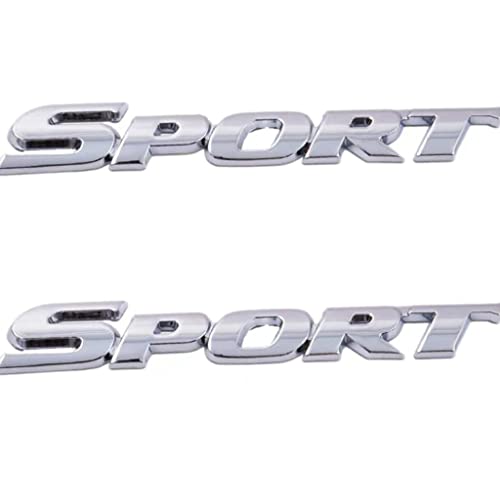 Image of 2 PCS 3D Zinc Alloy Chrome Car Sport Emblem Premium Trunk Replacement for Universal car Exterior Decoration Accessories (Silver)