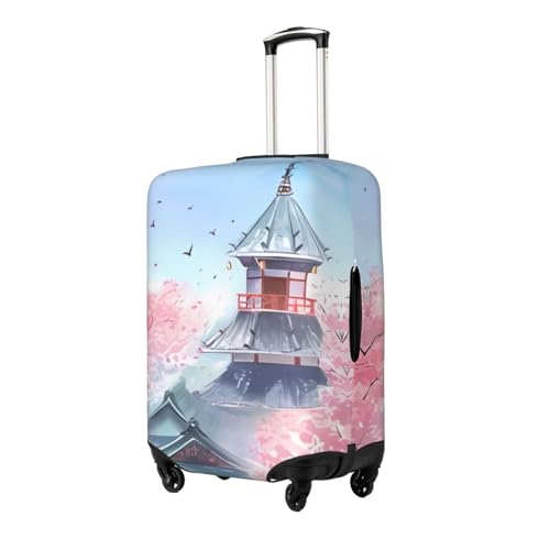 Watercolor Landscape Cherry Blossom Travel Luggage Cover Elastic Anti-scratch Suitcase Cover Protector Spandex Stretch Luggage Baggage Covers Fits 22-24 Inch Luggage,M2