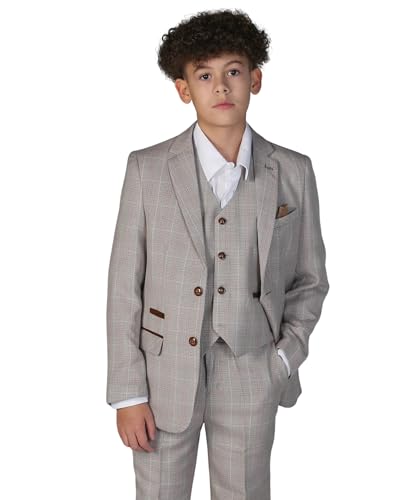 Costume en tweed garçon coupe ajustée avec finitions tailleur haut de gamme chic
