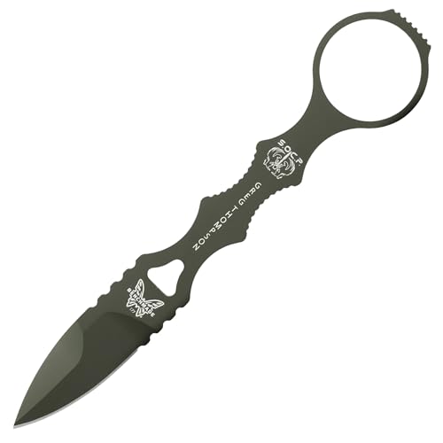 Benchmade SOCP Mini Dagger Tactical Spear-Point Blade 440C Stainless Steel Olive Drab Handle with Tan Sheath