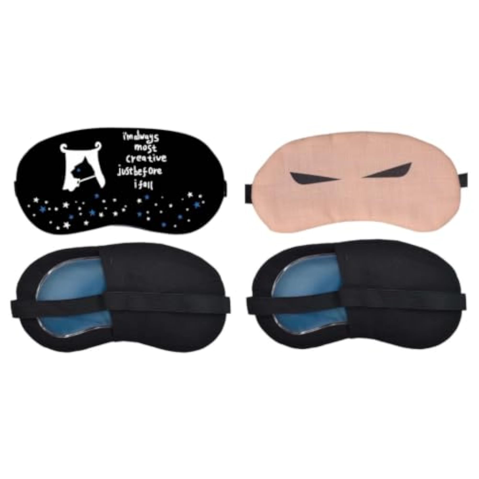Motivational Quote & Peach Face Print Sleeping Eye Mask Combo Pack