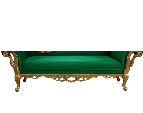 Image of Victorian Style Chaise Lounge, Tufted Cream Upholstery, Mahogany Wood Frame, Classic Living Room Furniture (Green)
