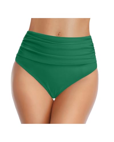 Image of Tempt Me Women's High Waisted Bikini Bottom Tummy Control Ruched Bathing Suit Swim Bottom