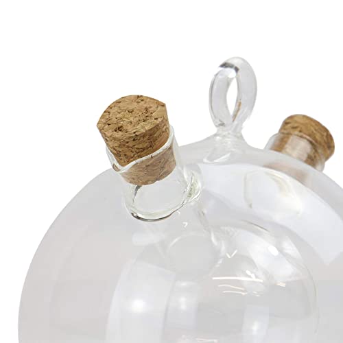 2 in 1 Oil & Vinegar Dispenser | Glass Bottle | Round Duo Olive Oil & Balsamic Vinegar Cruet Drizzler | Stylish Tabletop/Cookware Dispenser Bottle | M&W