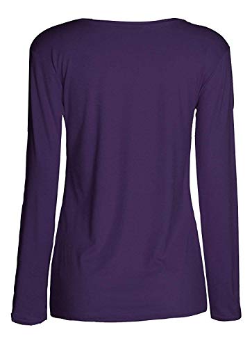 Image of Loxdonz Girls Plain Long Sleeve Scoop Neck T-Shirt Top Kids Basic Stretchy Top
