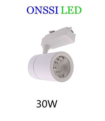 Foco de Carril LED COB 30W Monofásico Blanco Neutro 4000k-4500k Alta Luminosidad Foco Led de Techo, Iluminacion de Comecial ONSSI LED