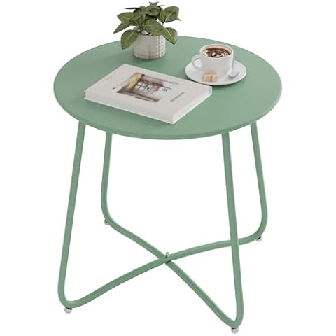 eSituro Table Basse Ronde Métal Vert Cover