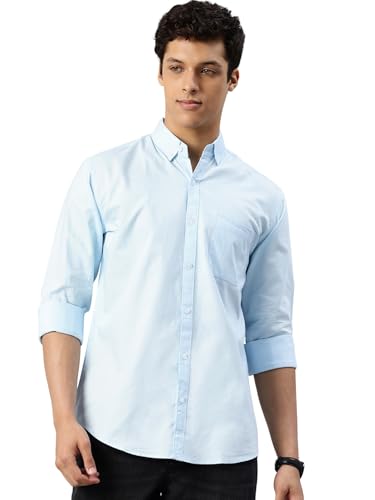 Image of Majestic Man Men's Solid Pure Cotton Casual Shirt - Slim Fit | Full Sleeves | Soft & Breathable Fabric