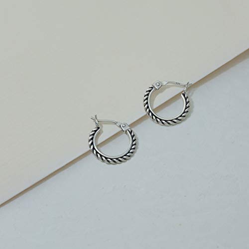 Boma Jewelry Sterling Silver Oxidized Rope Snap Down Closure Hoop Earrings3