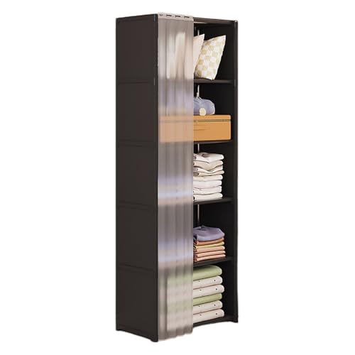 Armario de acero Eventerde, tela no tejida, 6 pisos, 155 x 28 x 40 cm, estante para ropa de almacenamiento para armario, antipolvo, para dormitorio, dormitorio, escuela o casa.