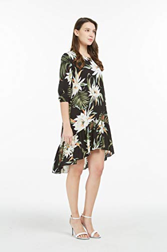 Image of Family Matching Hawaiian Clothes, Wispy Cereus Black | Lightweight 100% rayon • Family matching outfits • Tropical floral print • Beach vacations • Luaus • Cruises • Family photos