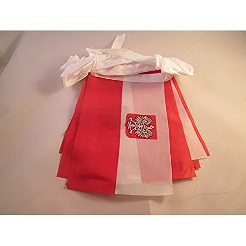 Image of AZ FLAG Poland with eagle 6 meters BUNTING Flag 20 flags 9'' x 6'' - Polish coat of arms STRING flags 15 x 21 cm