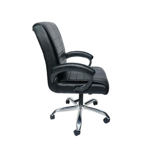 Image of activa Executive Revolving Office Chair| Ergonomic Computer Desk Chair with Cushioned Seat| Heavy Steel Base, Adjustable Height & 360 Swivel Wheel| Leatherette Office Visitor Chair (Black, Regal)