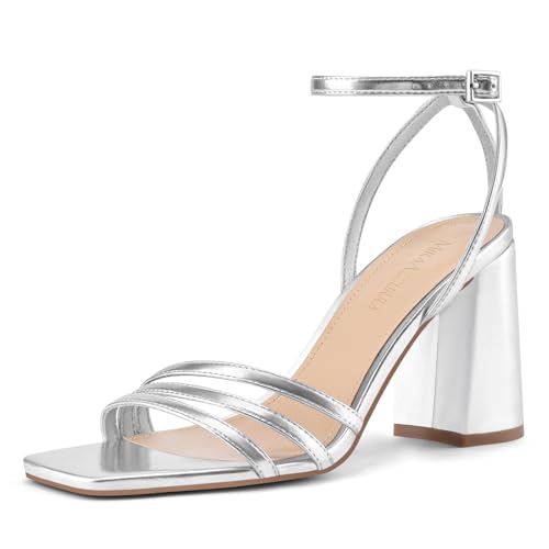 Sandales pour robe de fête et quotidien MIRAAZZURRA à talons carrés épais