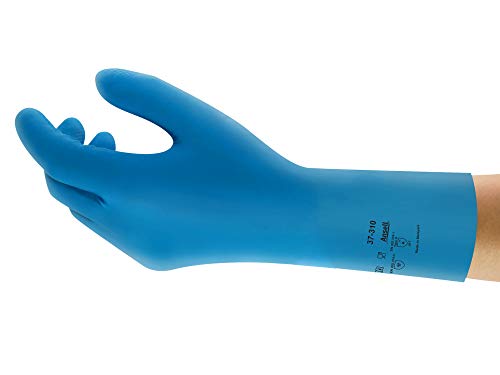 Ansell AlphaTec 37-310 Long Nitrile Gloves for Food Preparation, Cleaning and Mechanical Uses, Reusable Large Work Glove, Blue, Size 8 (12 Pairs)