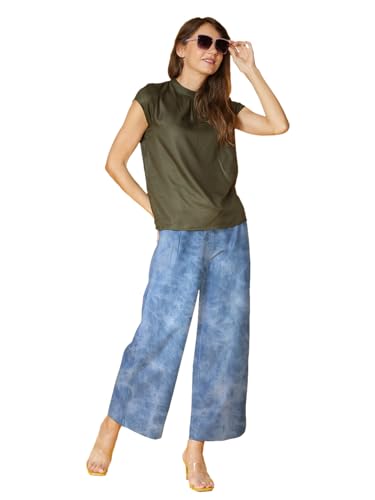 Image of NOVIO Cotton Blend Women Mid Rise Fashion Palazzo for Women