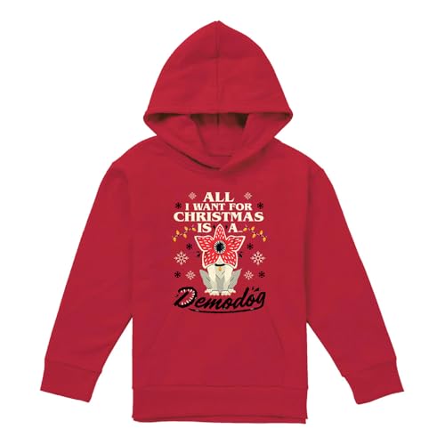 Sweat à capuche Stranger Things Demodog rouge pour enfant - Pull de Noël chaud fille et garçon