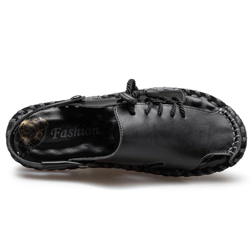 Mens Casual Closed Toe Leather Sandals Outdoor Fisherman Adjustable Summer Shoes3