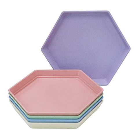 5 Pack Premium Dessert Plate, Hexagon Cover