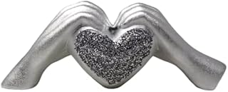 Amazing Gift SILVER HEART IN HANDS SPARKLE BLING ORNAMENT CRUSHED DIAMOND LOVELY DISPLAY STATUE DECOR HANDICRAFT ORNAMENT WEDDING ANNIVERSARY FOR PRESENT