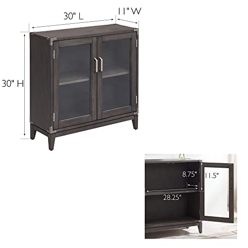 Image of Leick Home 24010 Beckett Cabinet, for Living, Foyer, Entry Way, Dining Room, Bedroom, Anthracite /Pewter, Grey, Small
