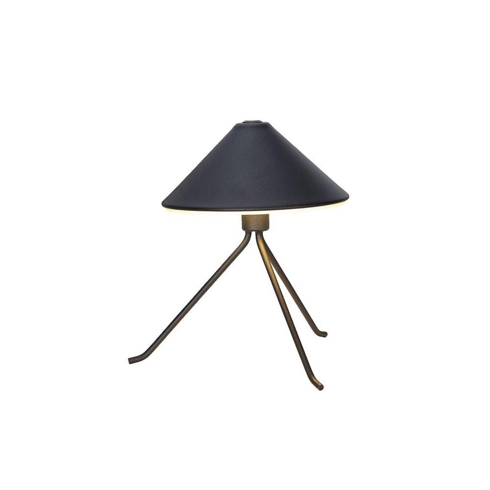 Z4T8M2K6G5 Bedside Lamp Simple Table Lamp Bedside Metal Night Light Ambient Triangle Mushroom Shape(Black)