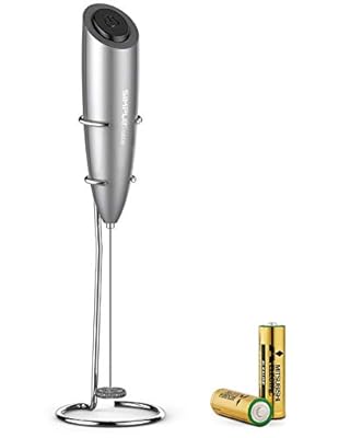 SIMPLETASTE Milk Frother Battery Operated Electric Foam Maker, Drink Mixer with Stainless Steel Whisk and Stand for Cappuccinos, Bulletproof Coffee, Latte
